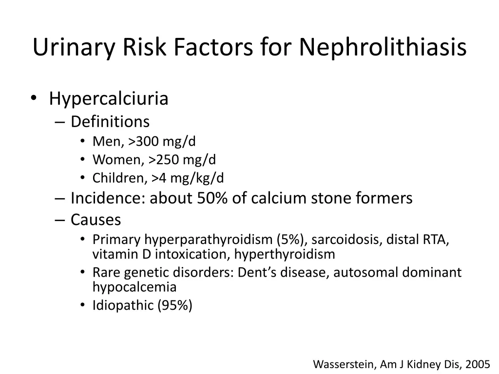urinary risk factors for nephrolithiasis 1
