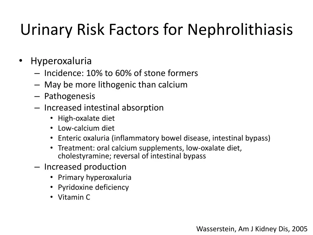 urinary risk factors for nephrolithiasis 2