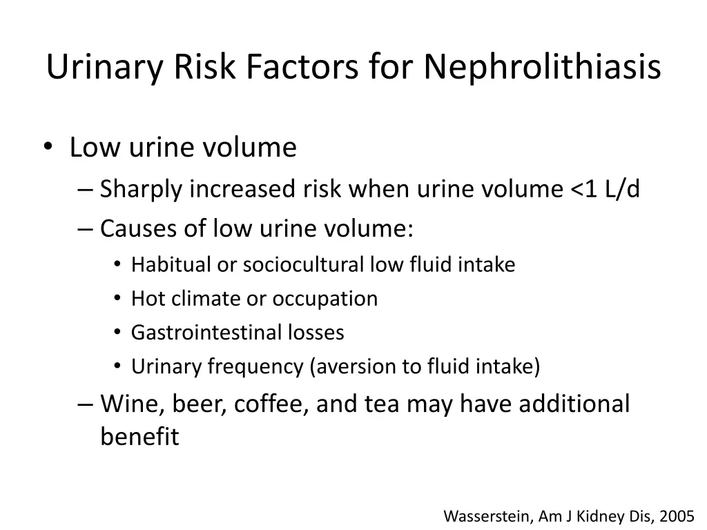 urinary risk factors for nephrolithiasis