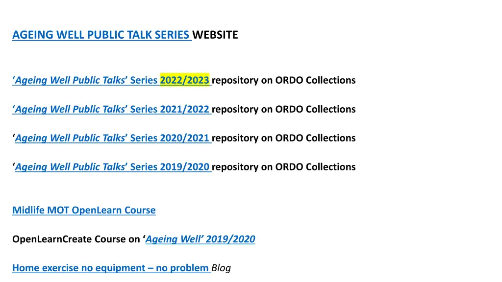 ageing well public talk series website