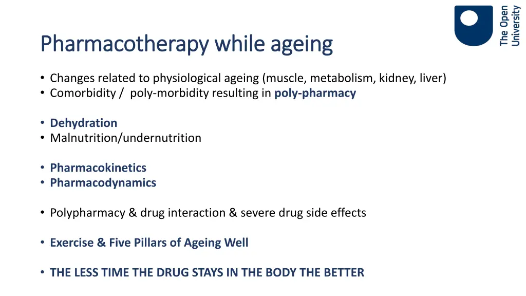 pharmacotherapy while ageing pharmacotherapy