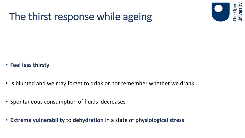 the thirst response while ageing the thirst