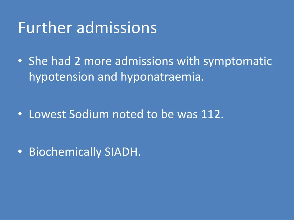 further admissions