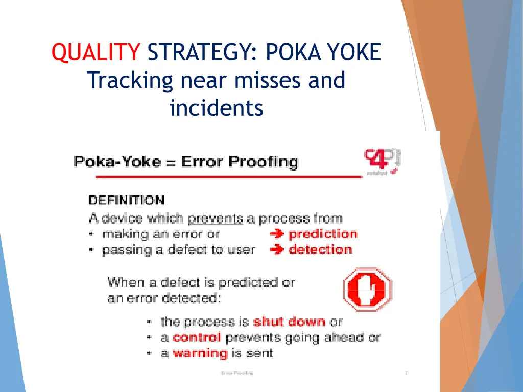 quality strategy poka yoke tracking near misses