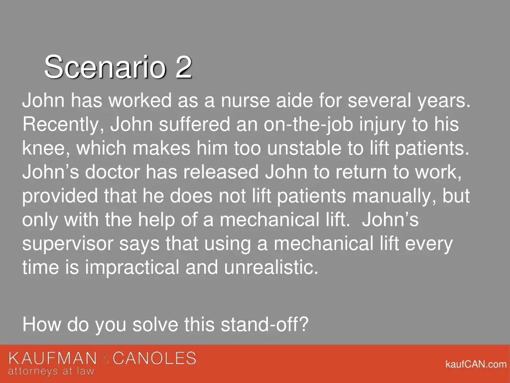 scenario 2 john has worked as a nurse aide