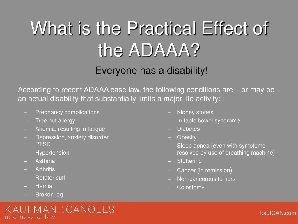 what is the practical effect of the adaaa