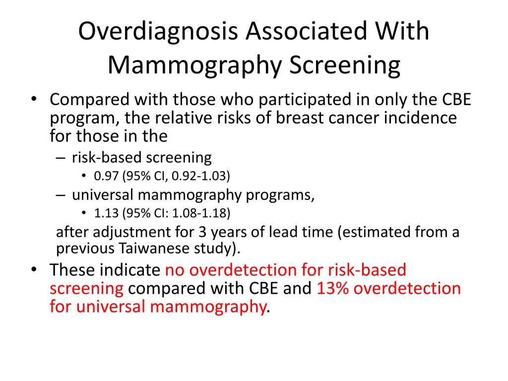 overdiagnosis associated with mammography