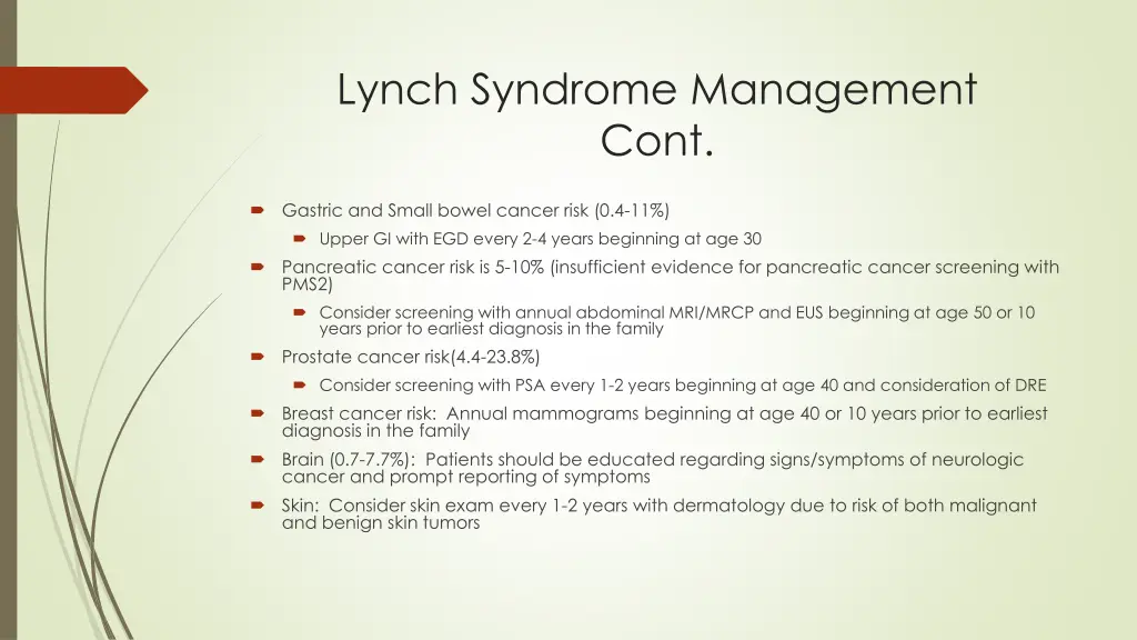 lynch syndrome management cont