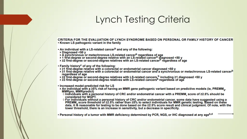 lynch testing criteria