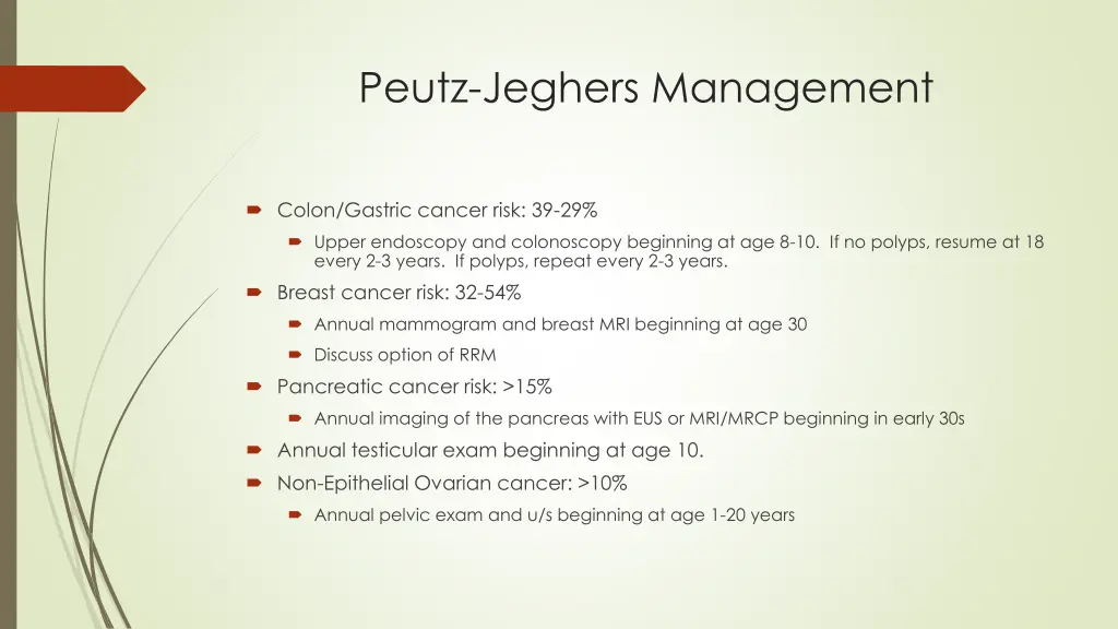 peutz jeghers management