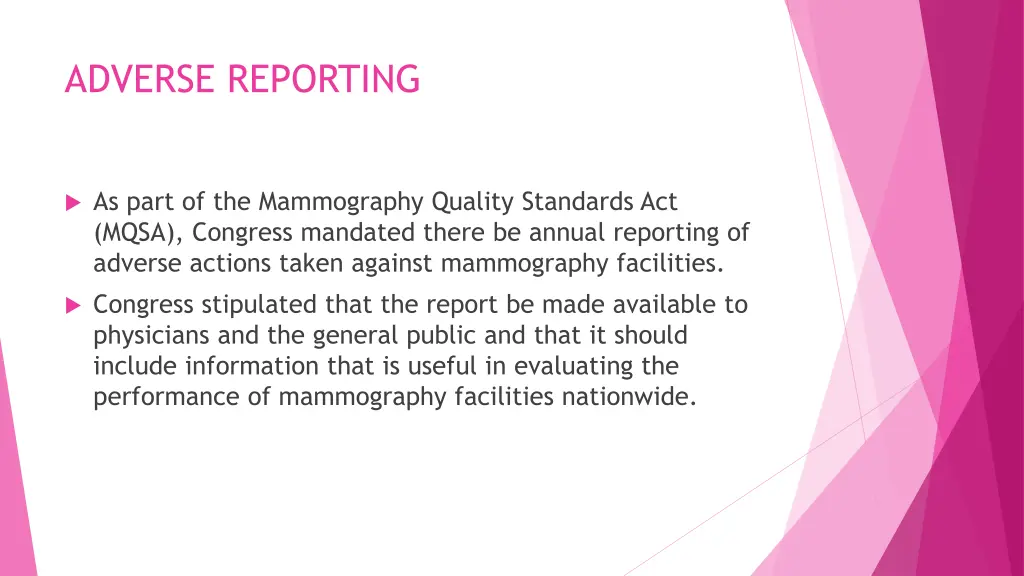 adverse reporting