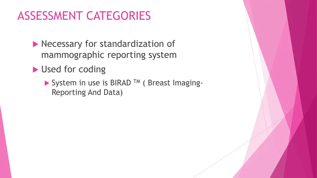 assessment categories