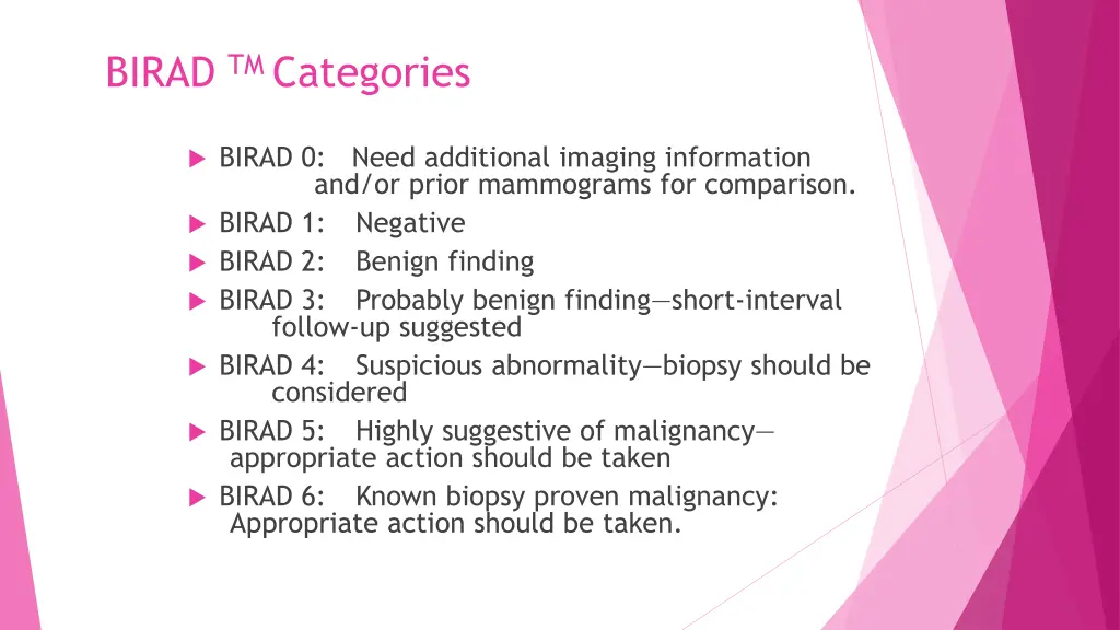 birad tm categories