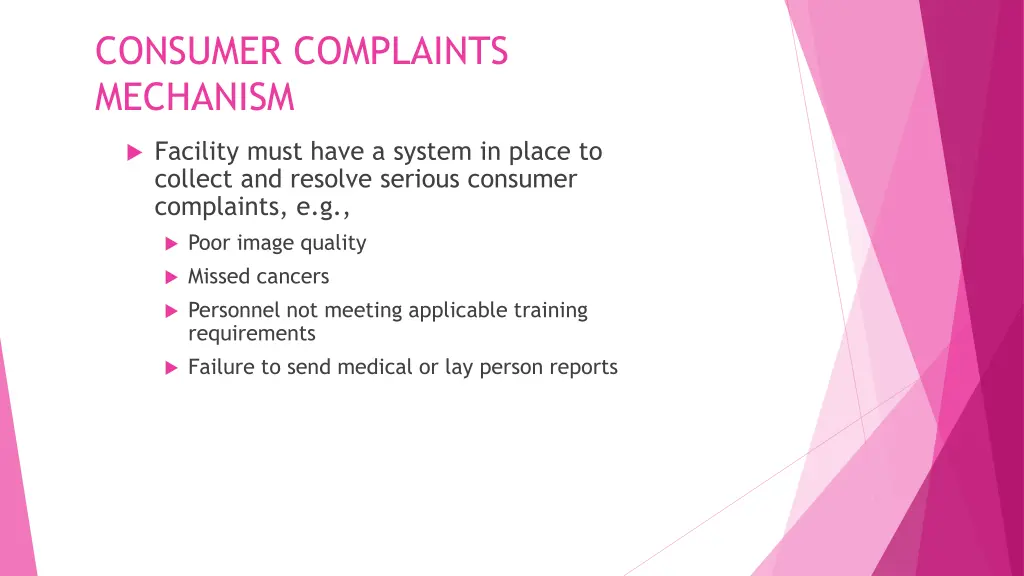 consumer complaints mechanism