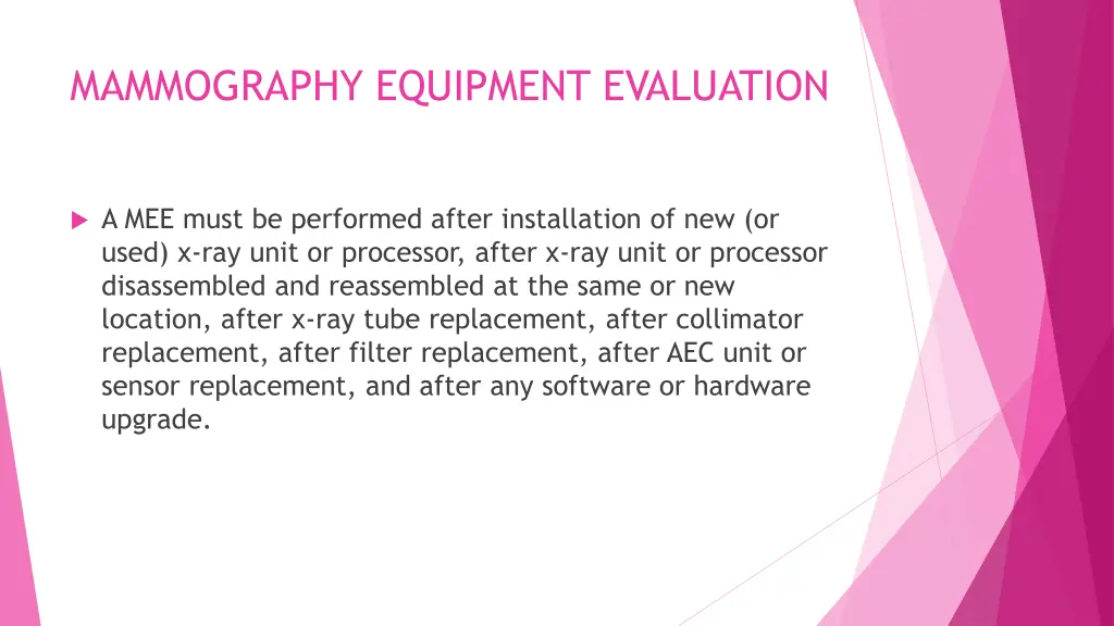 mammography equipment evaluation