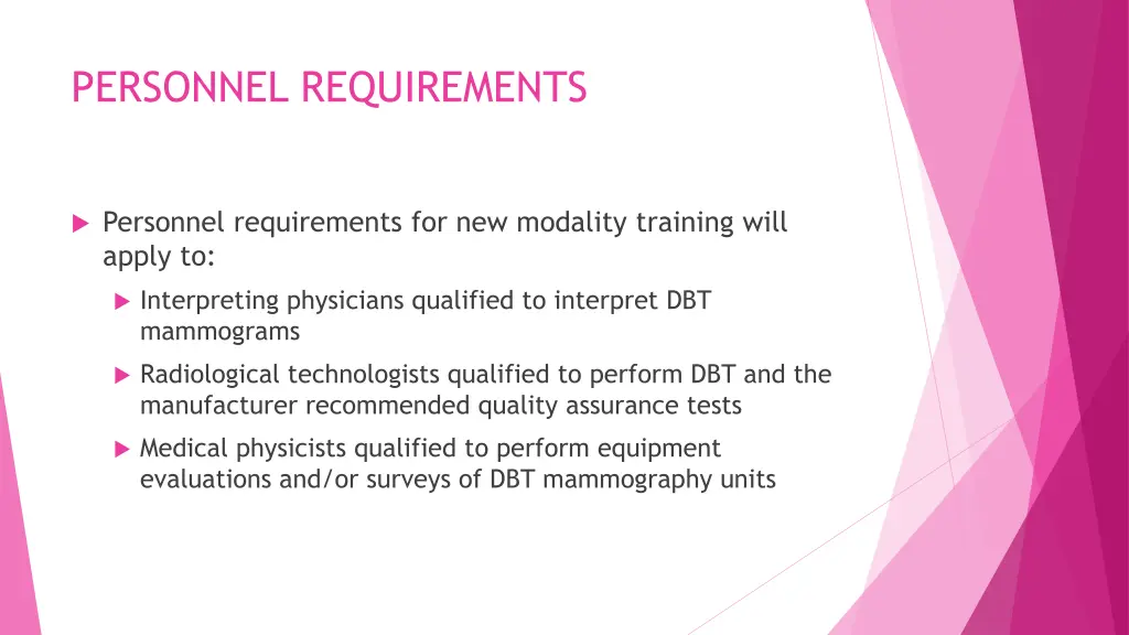 personnel requirements