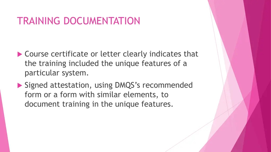 training documentation