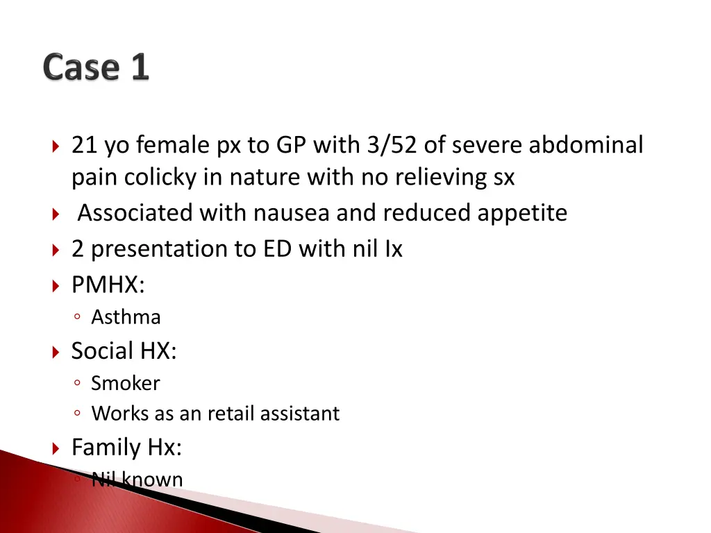 21 yo female px to gp with 3 52 of severe