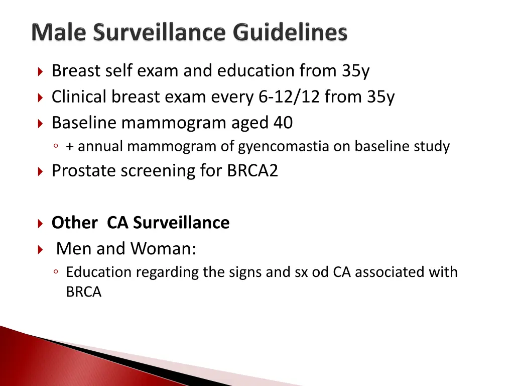 breast self exam and education from 35y