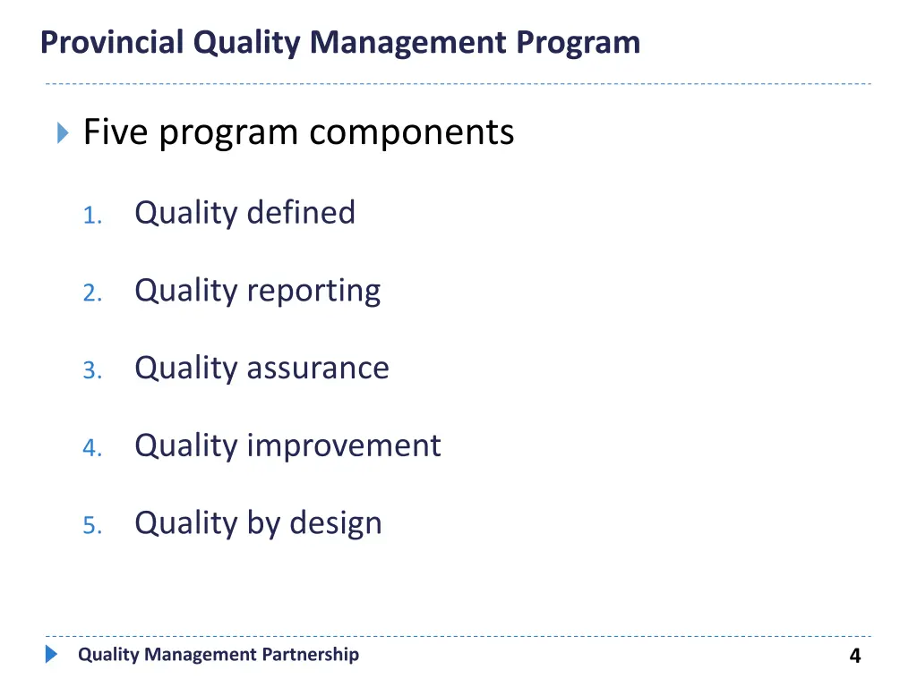 provincial quality management program