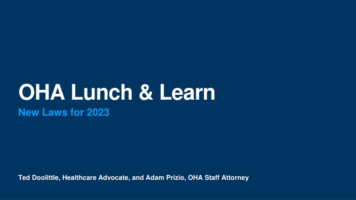 oha lunch learn new laws for 2023