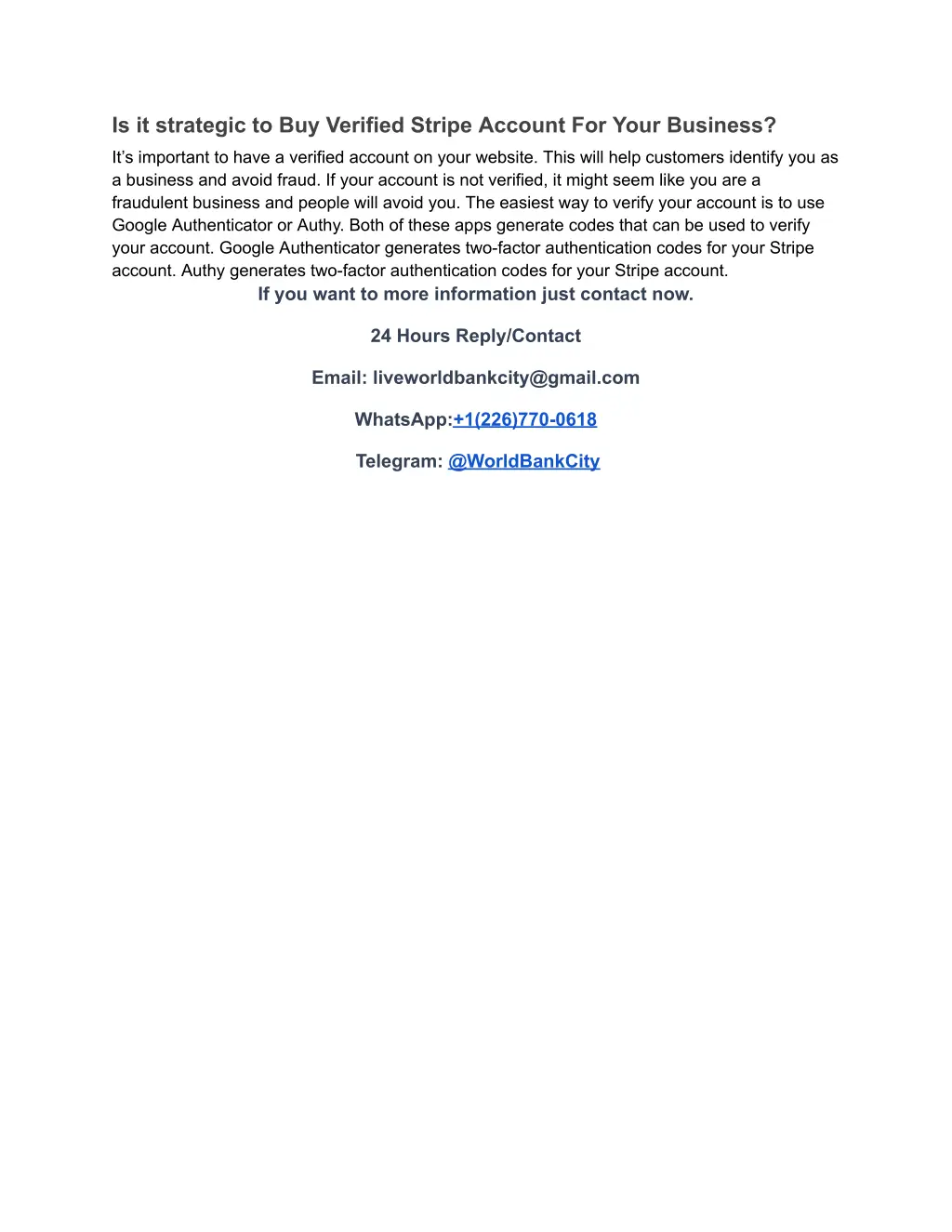 is it strategic to buy verified stripe account