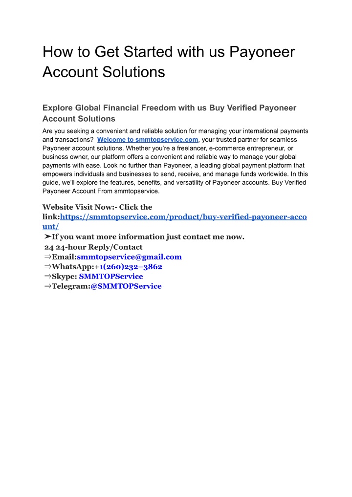 how to get started with us payoneer account