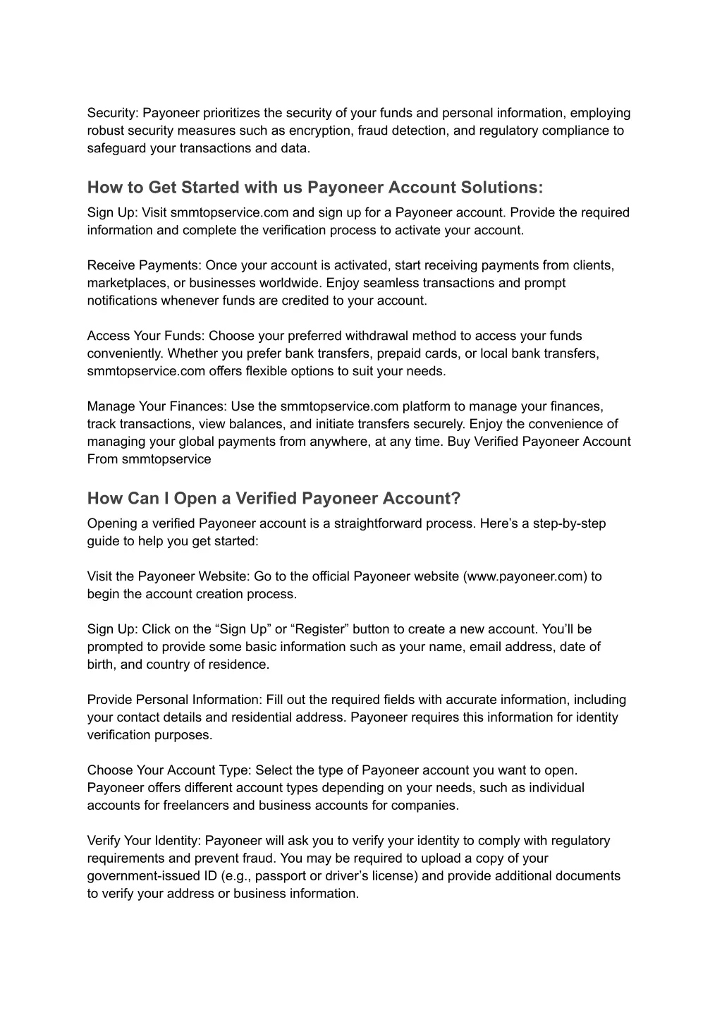 security payoneer prioritizes the security