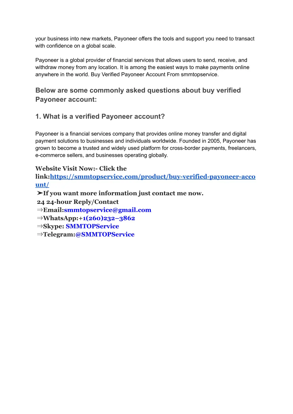 your business into new markets payoneer offers