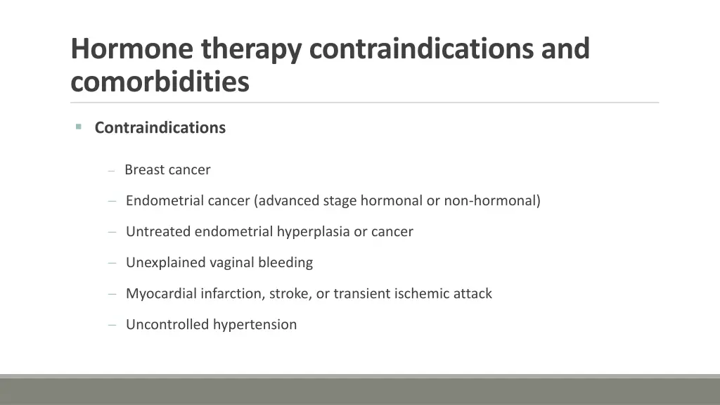 hormone therapy contraindications