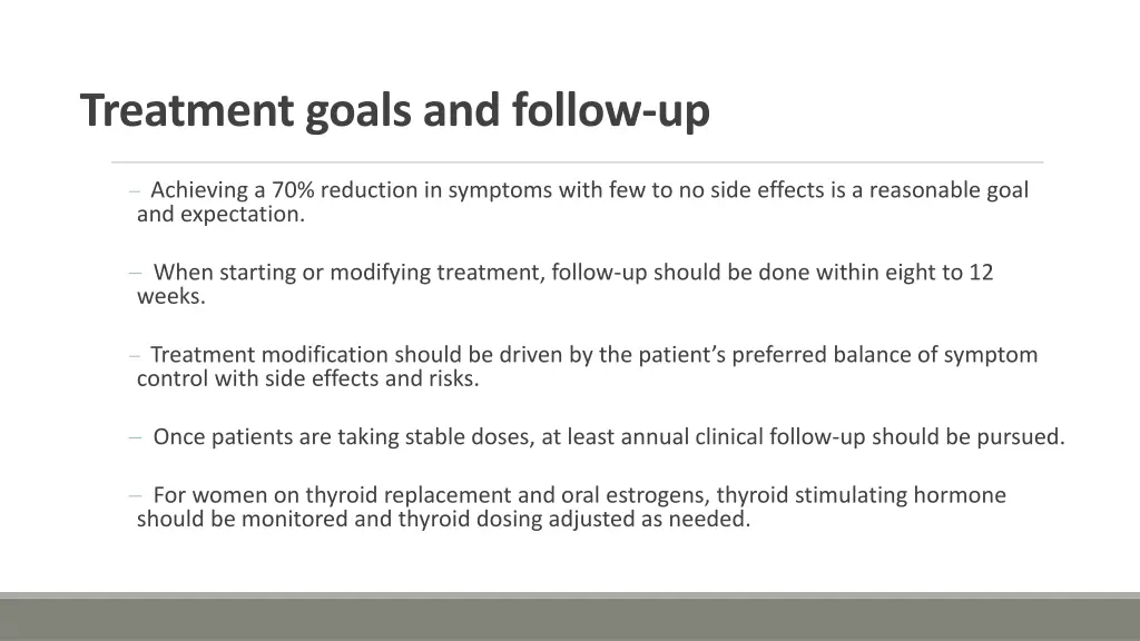 treatment goals and follow up