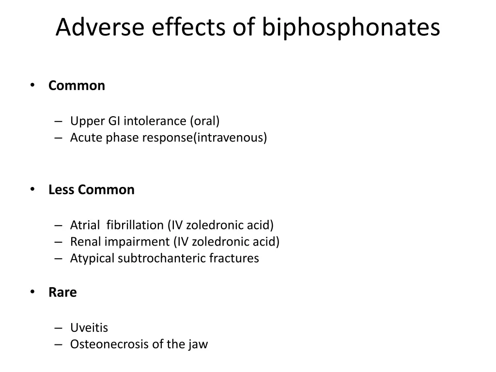 adverse effects of biphosphonates