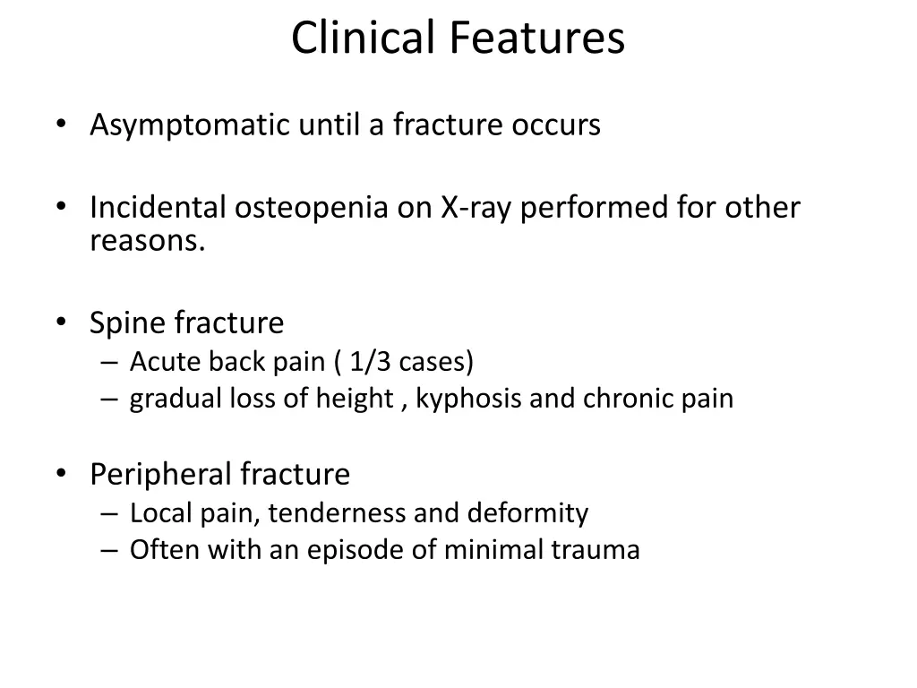 clinical features
