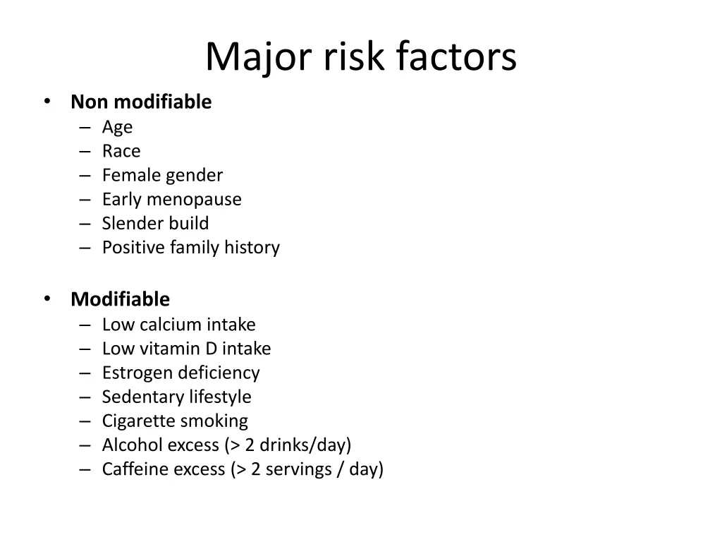 major risk factors