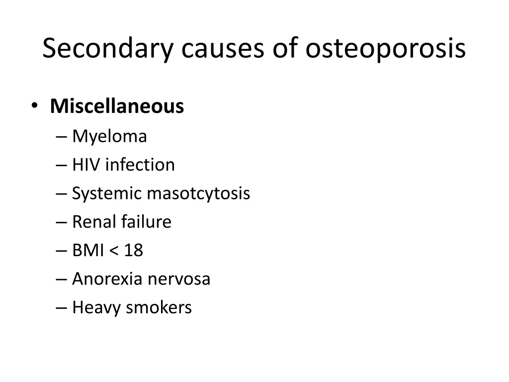 secondary causes of osteoporosis 2