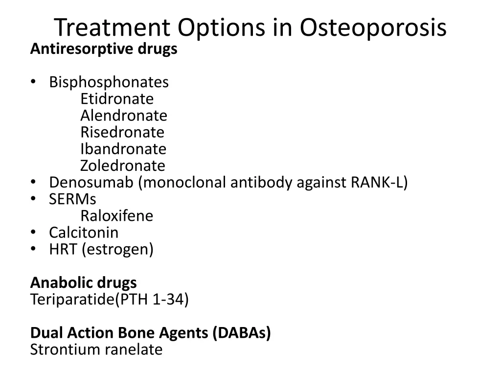 treatment options in osteoporosis antiresorptive