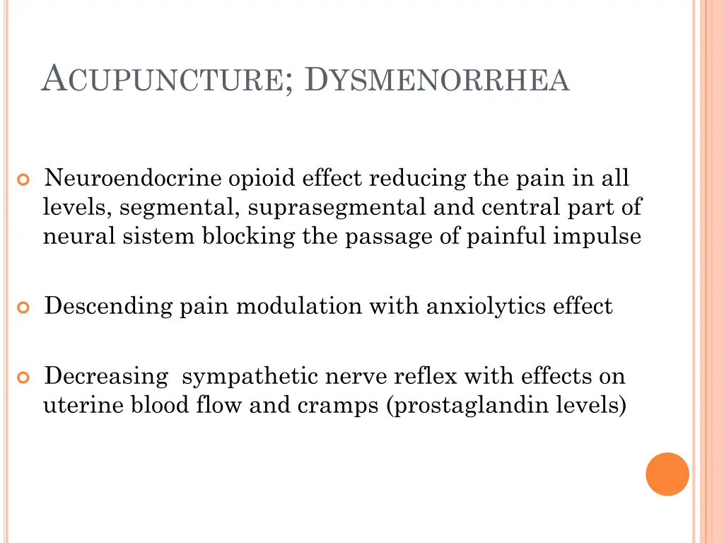 a cupuncture d ysmenorrhea