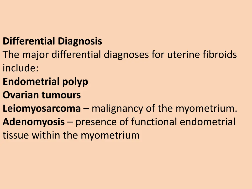 differential diagnosis the major differential