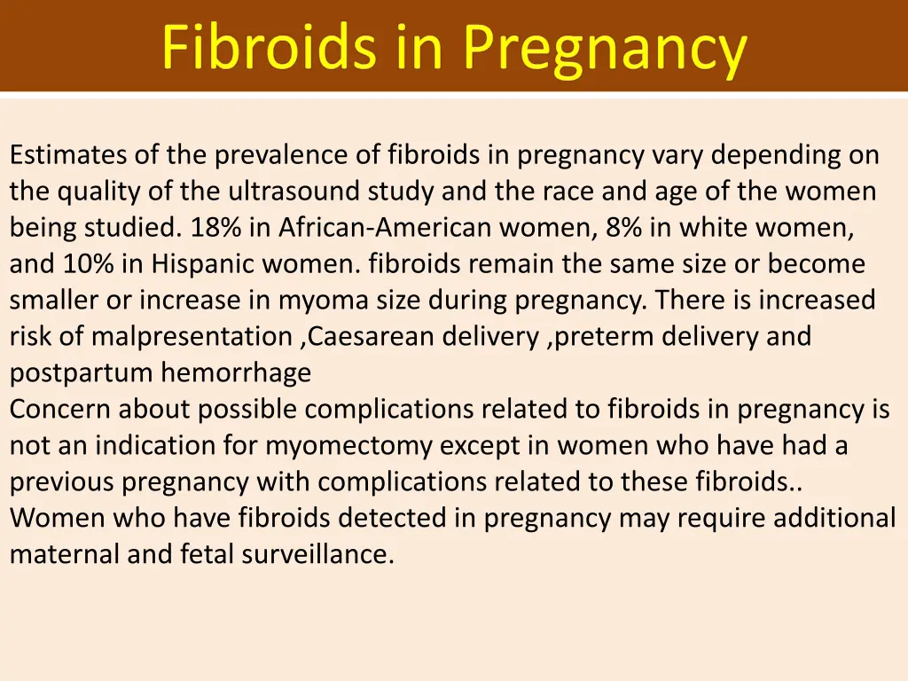 estimates of the prevalence of fibroids