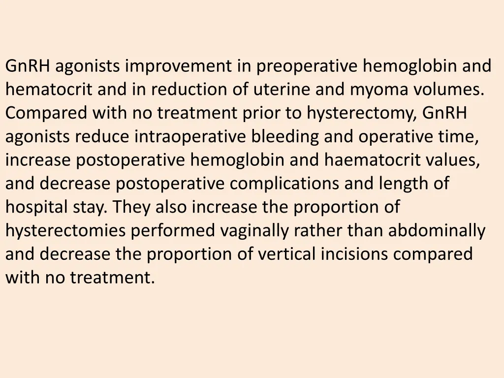 gnrh agonists improvement in preoperative