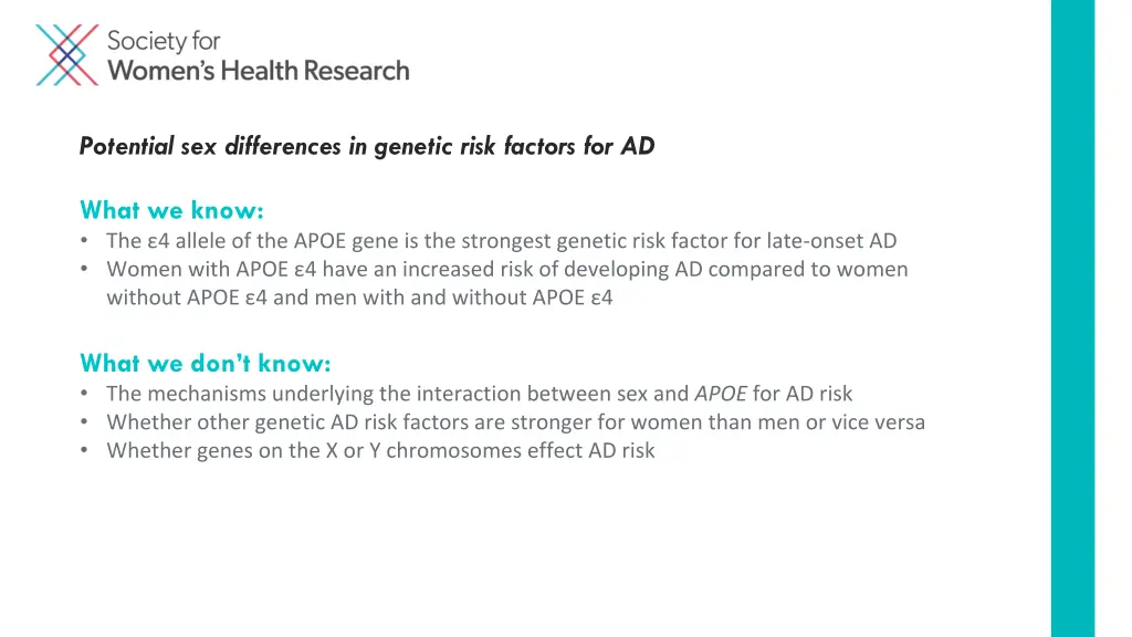 potential sex differences in genetic risk factors