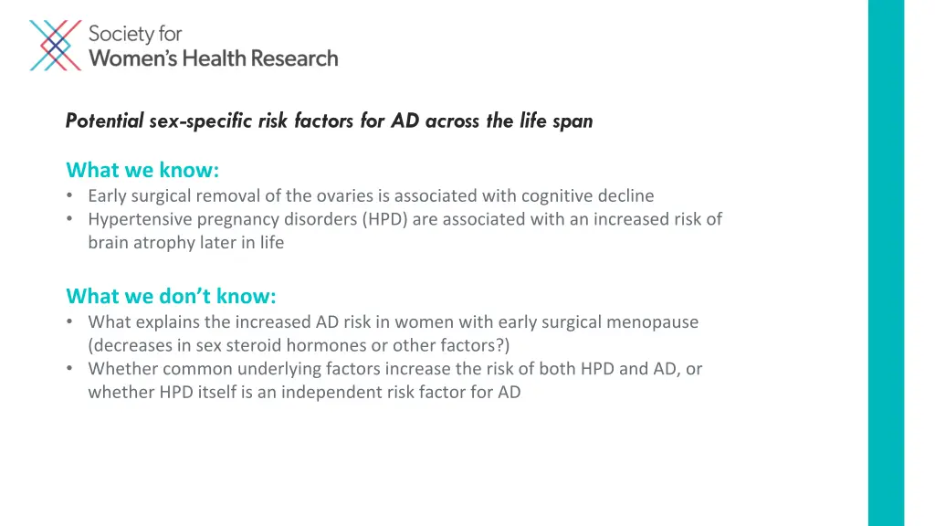 potential sex specific risk factors for ad across