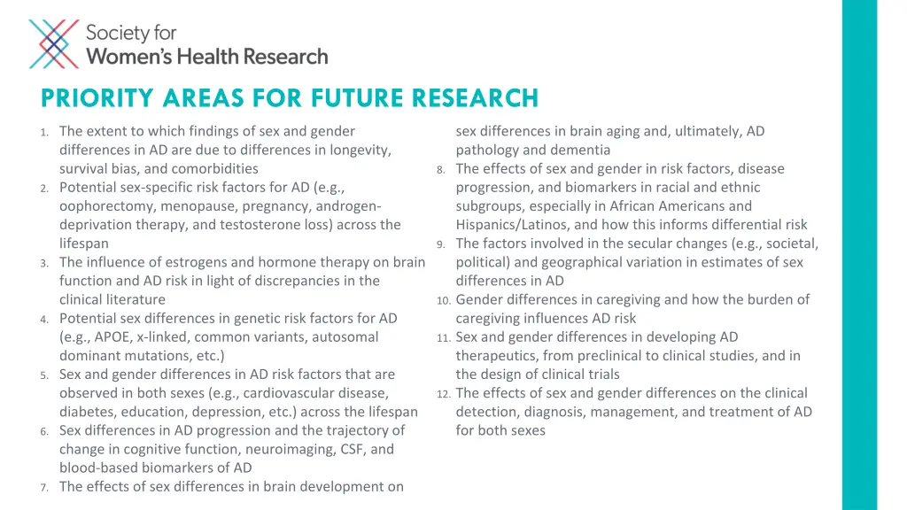 priority areas for future research