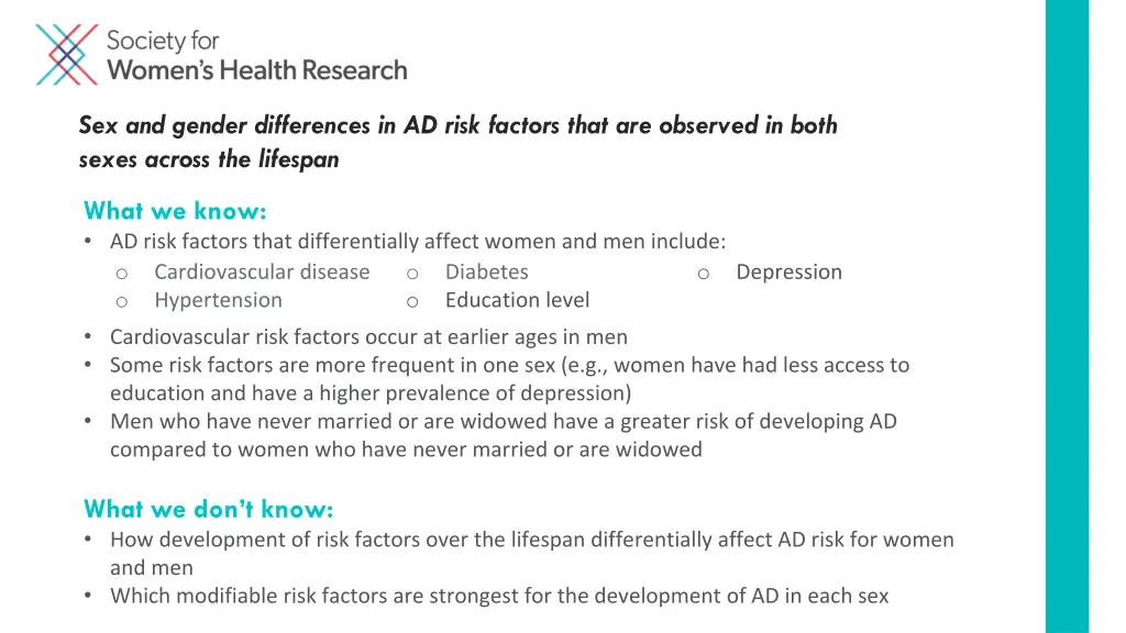 sex and gender differences in ad risk factors