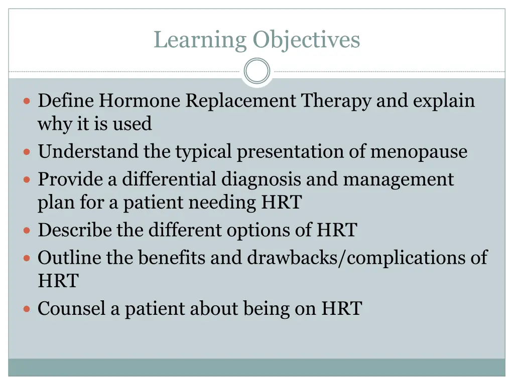 learning objectives