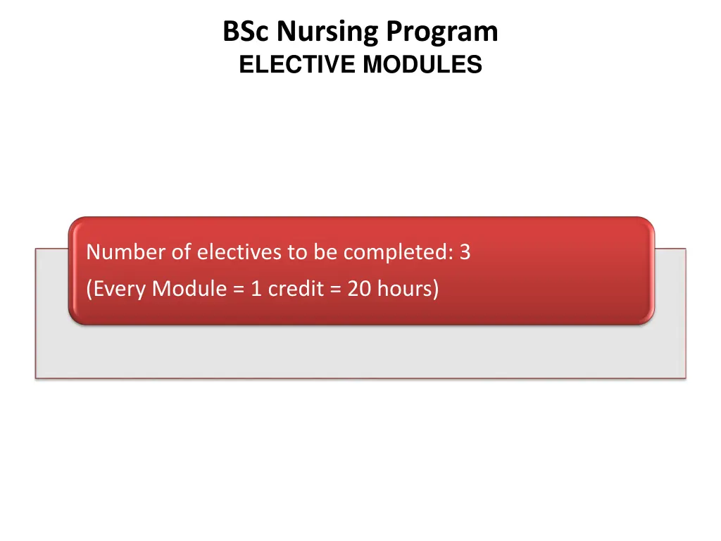 bsc nursing program elective modules