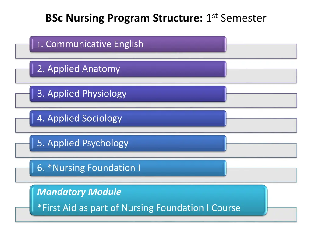 bsc nursing program structure 1 st semester