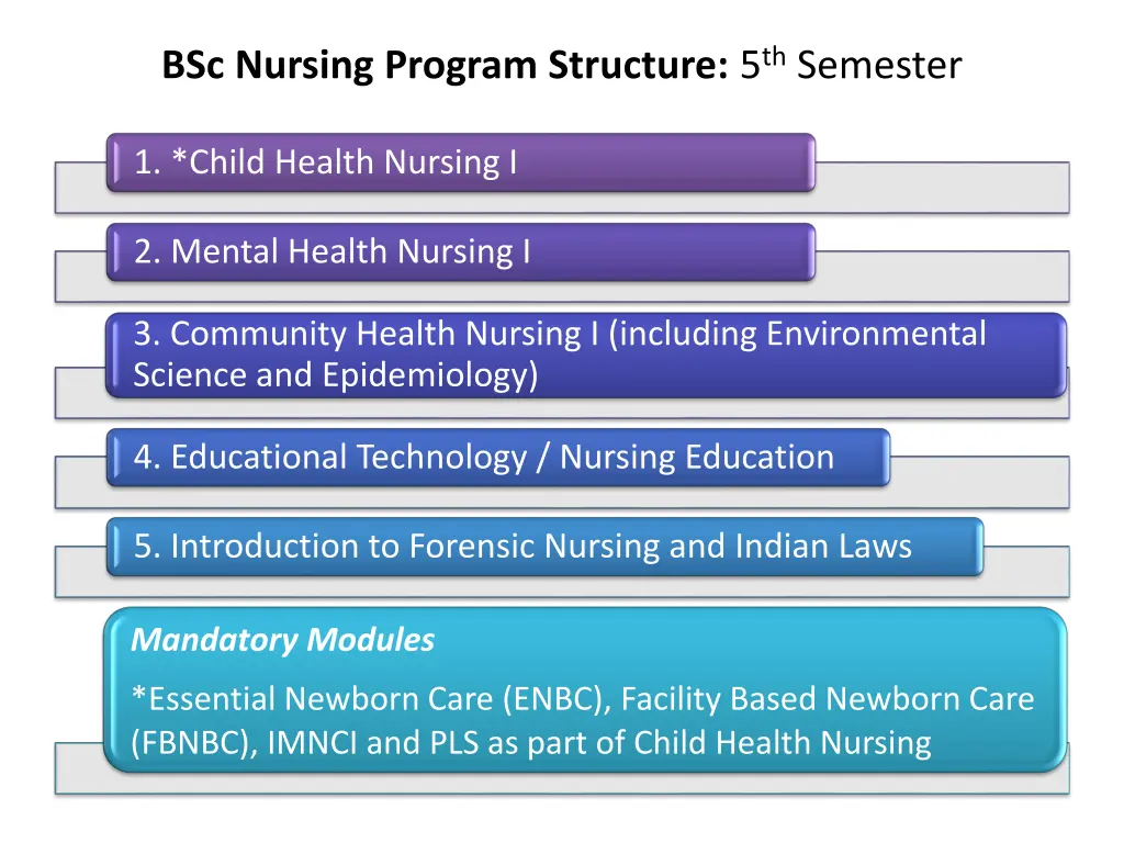 bsc nursing program structure 5 th semester