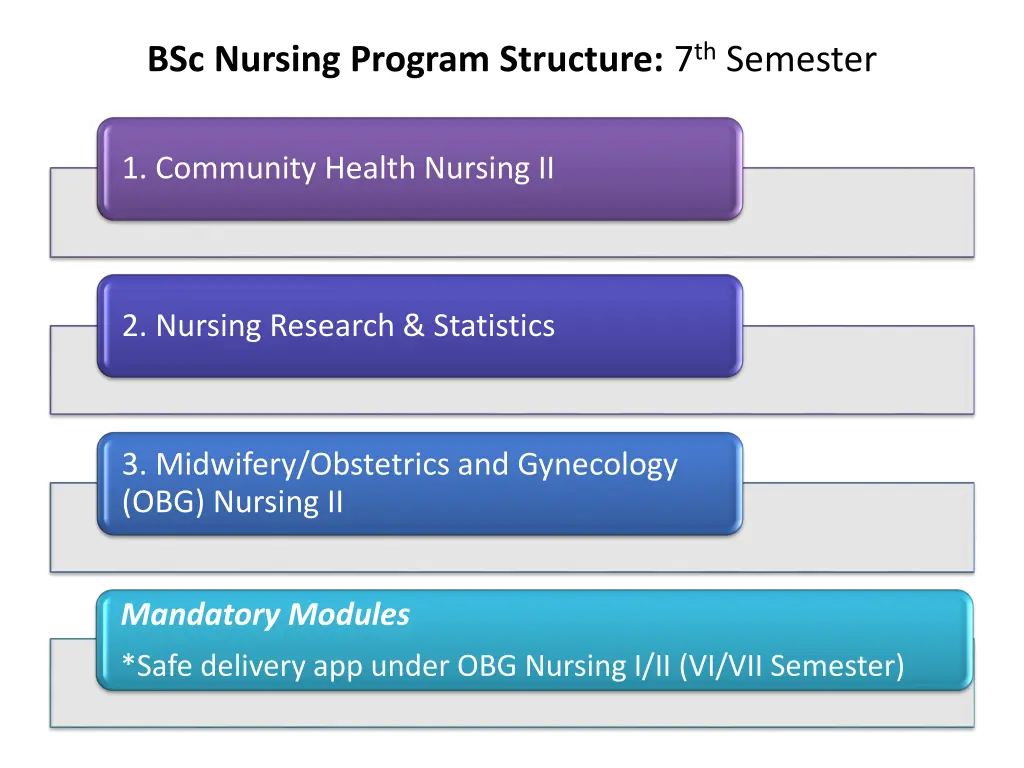 bsc nursing program structure 7 th semester