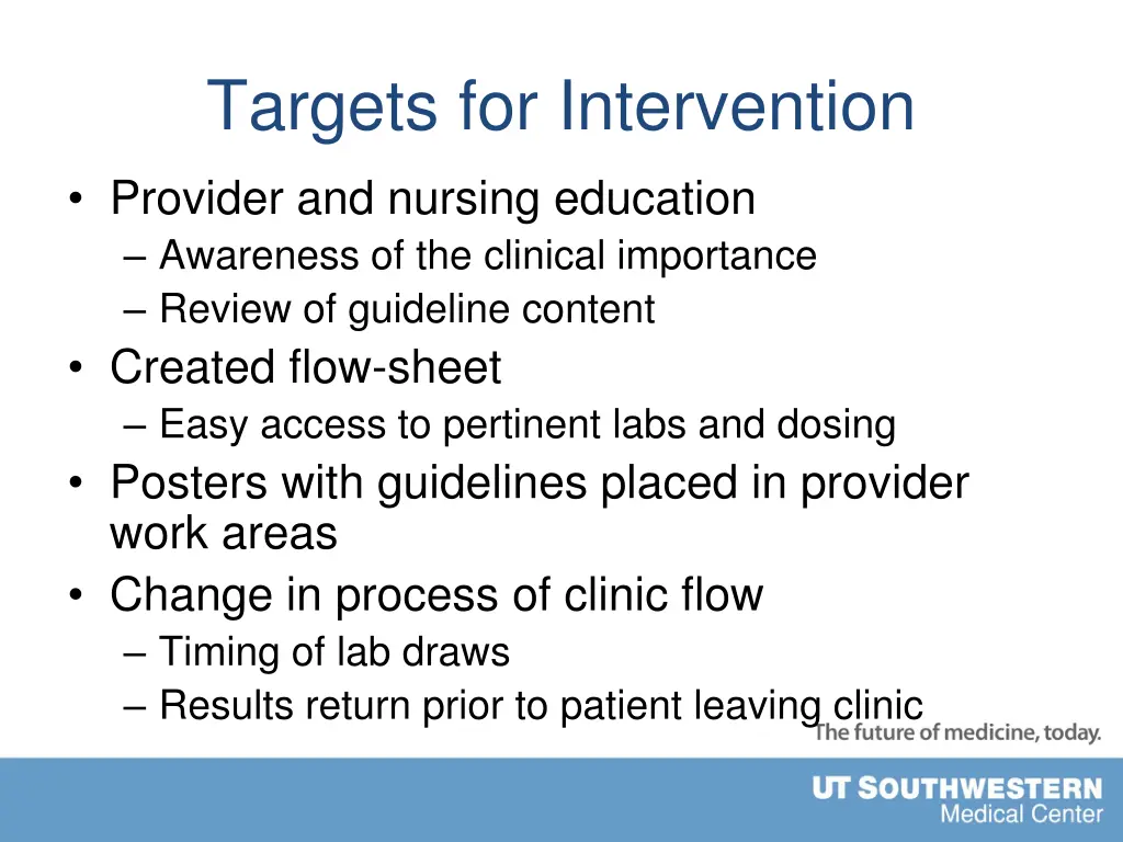 targets for intervention